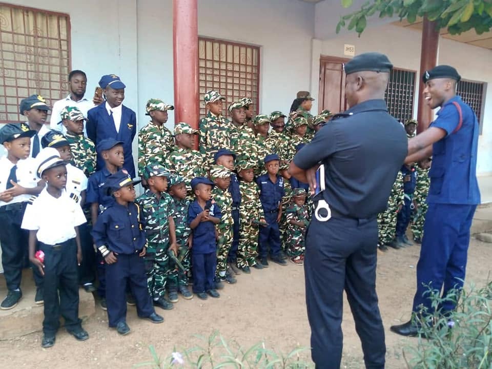 Winning Life Academy pupils on Career Day with visiting officers